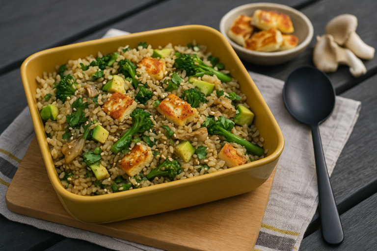 Rijstsalade met oesterzwam en avocado