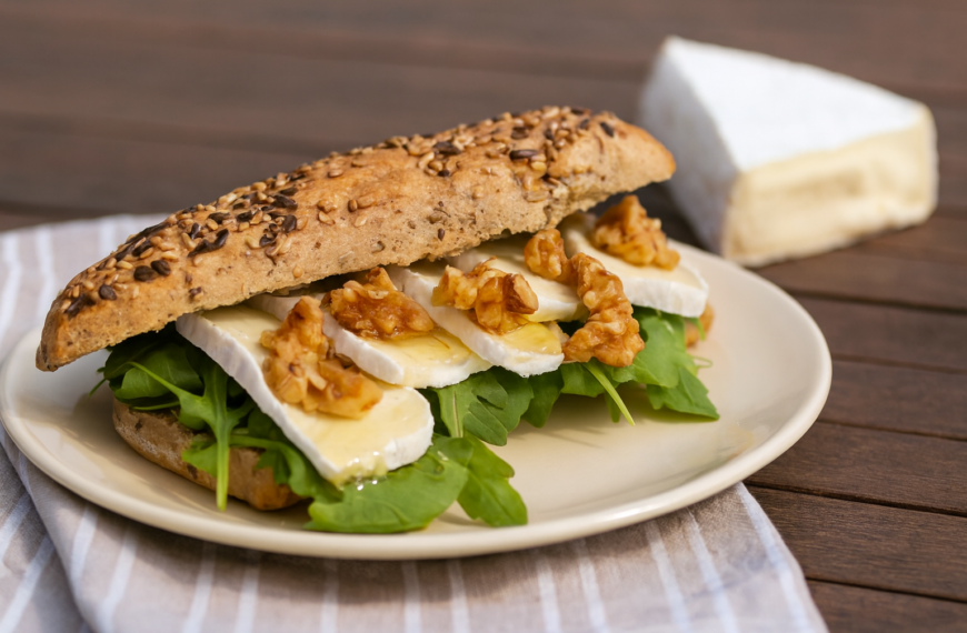 Broodje brie met walnoten en honing