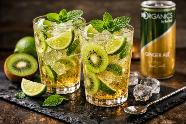 Kiwi limoen mocktail met munt