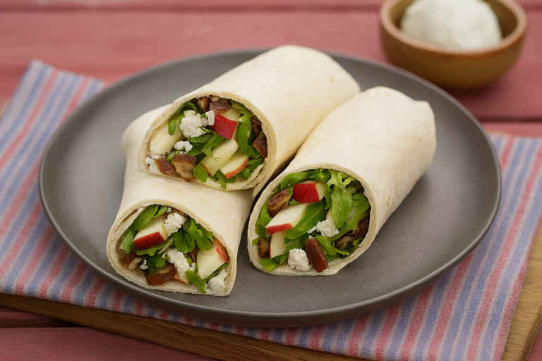 Tortilla wraps met geitenkaas, rucola, walnoten en honing