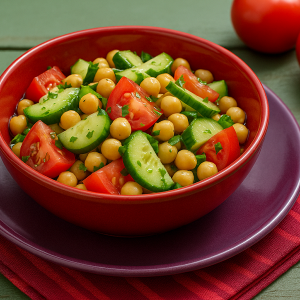 Tomaat–Komkommer–Kikkererwtensalade